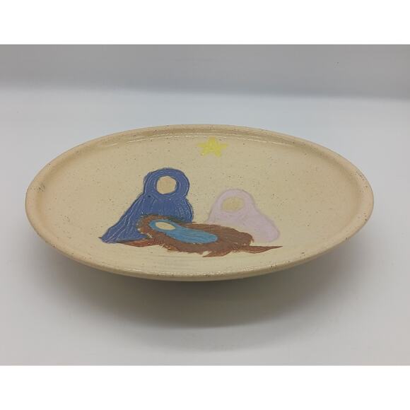 Art Pottery Bowl Christmas Nativity Scene Joesph Mary Jesus Linda Loo Studio - Picture 2 of 12